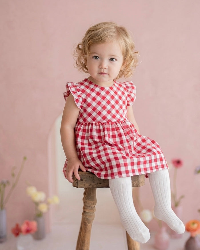 Abito bimba a quadretti rossi elegante estivo
