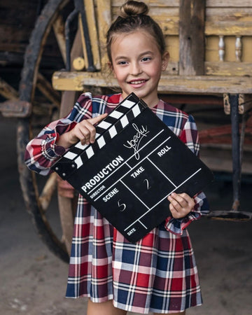 Abito a Quadri Rosso con Dettagli in Passamaneria