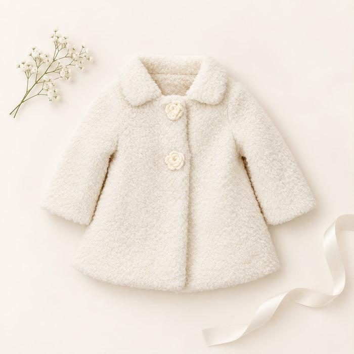 Cappotto bimba bianco latte effetto bouclé