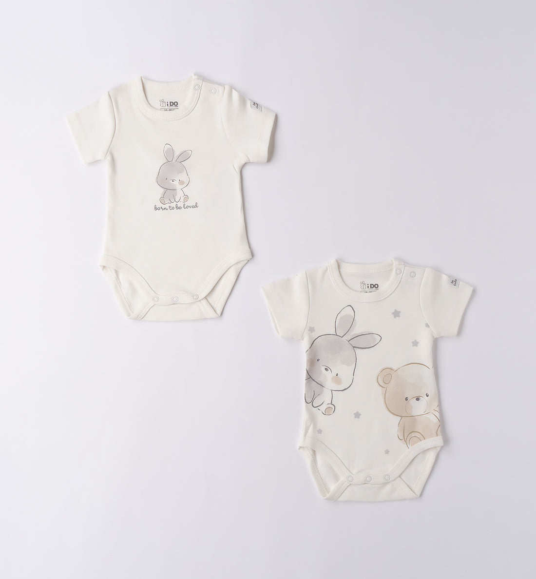 Body unisex caldo cotone con coniglietto e scritta born to be loved