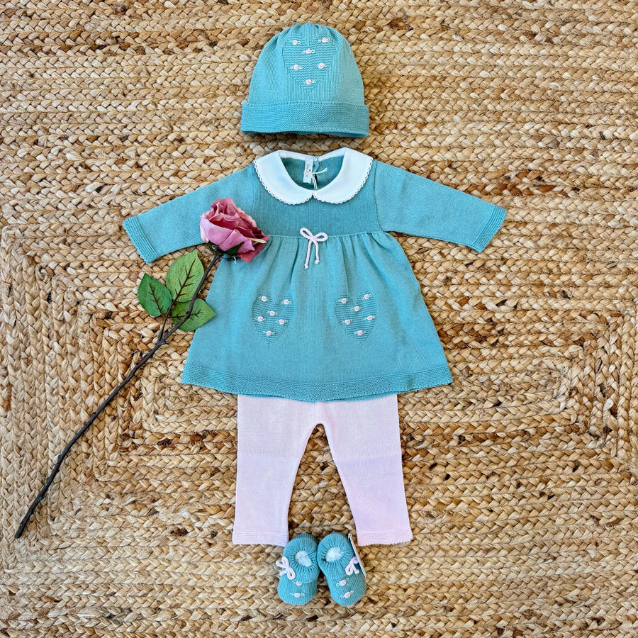 COPRIFASCE NEONATA CON CUORI E FIORI RICAMATI A MANO | FILO DI COTONE