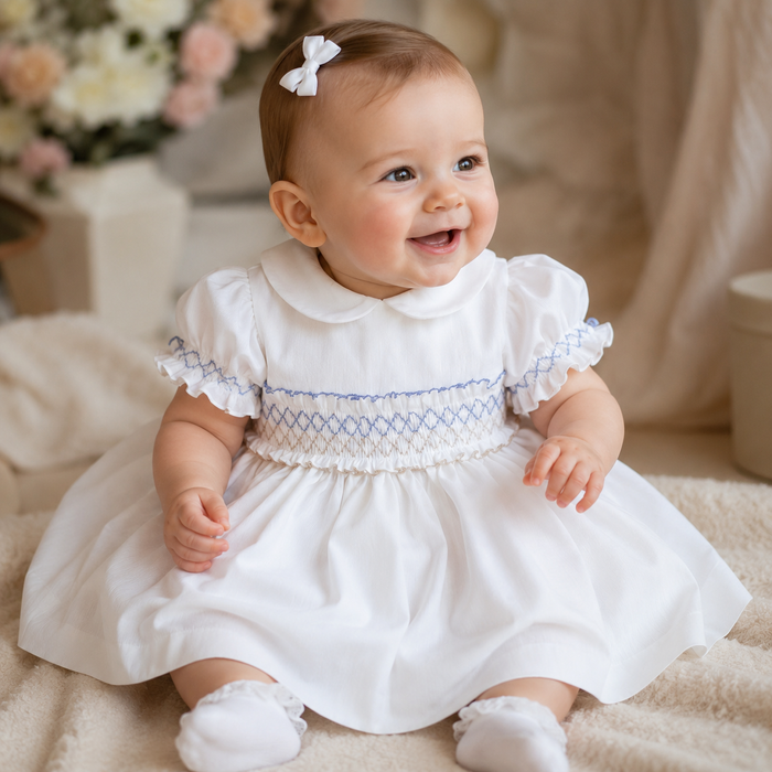 ABITO BATTESIMO BIMBA BIANCO IN SHANTUNG