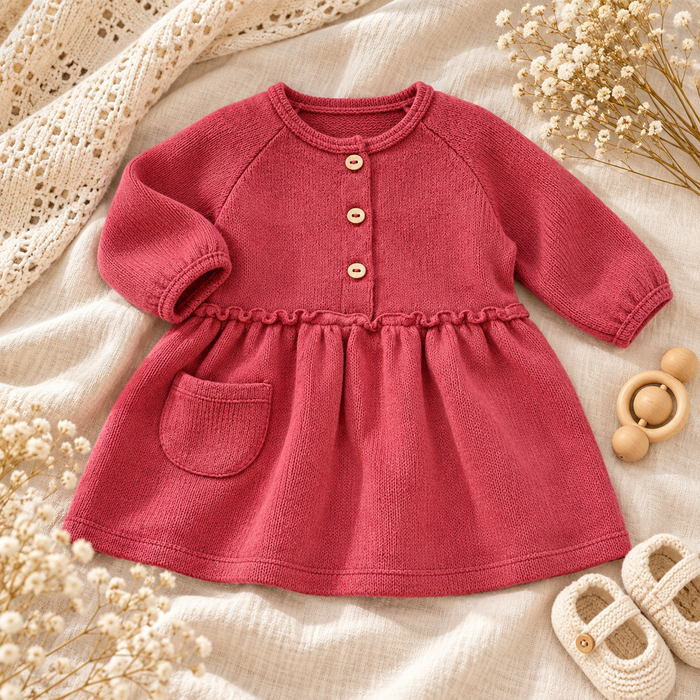 Abito bimba in caldo cotone color mattone