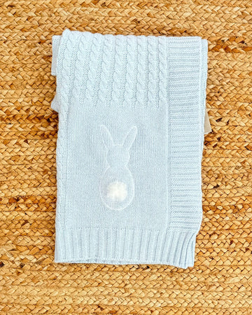 Coperta azzurra mèlange con coniglietto