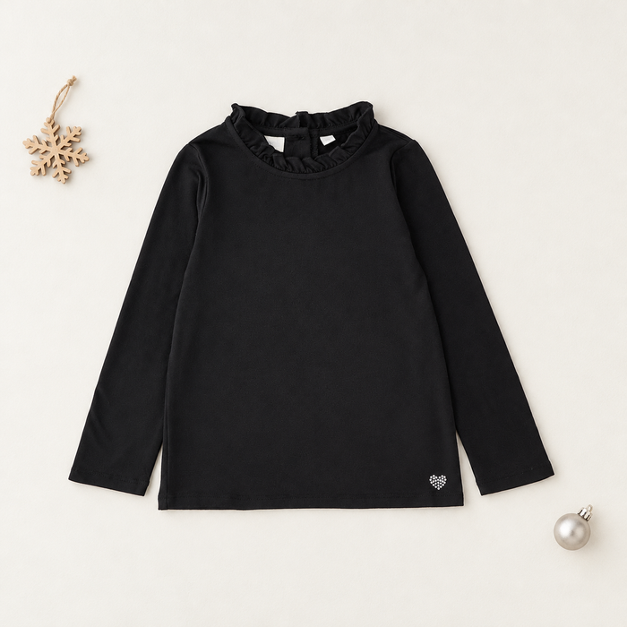 Lupetto bimba nero con volant