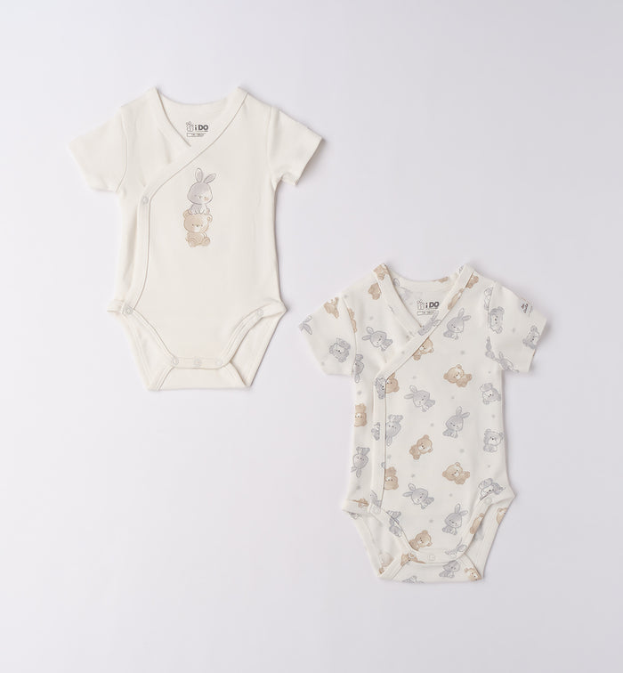 Set body unisex in caldo cotone per neonato, tinta unita ricamata e fantasia orsetti e coniglietti