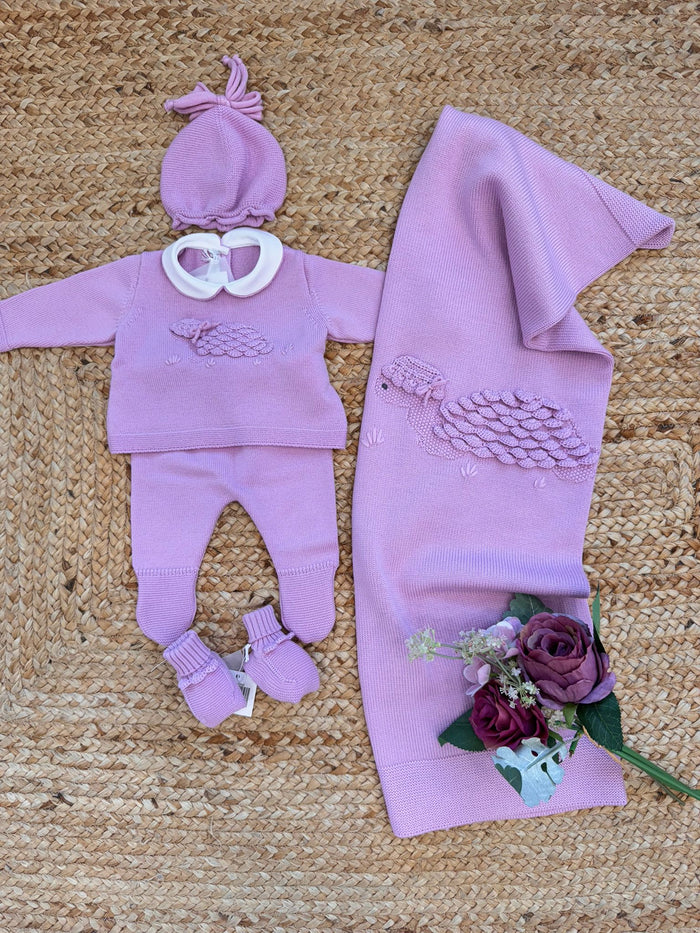 Uscita clinica neonata pura lana glicine con ricamo tartaruga