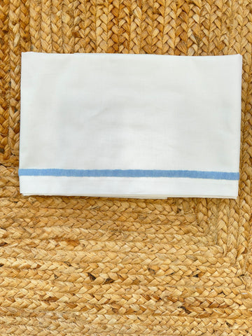 Lenzuola in cotone con dettaglio Azzurro