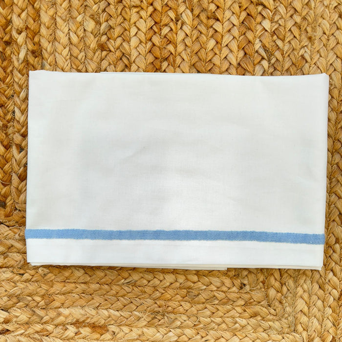 Lenzuola in cotone con dettaglio Azzurro