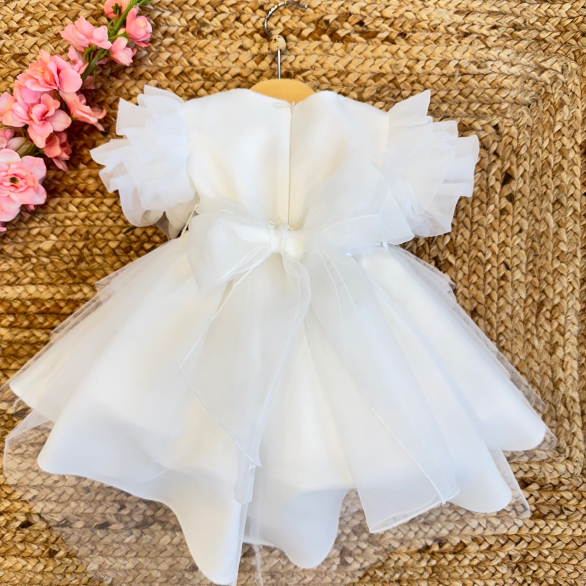 Fiocco posteriore in organza – abito cerimonia bambina battesimo