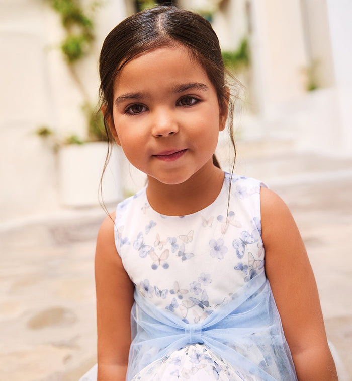 abito bimba elegante farfalle con fiocco azzurro