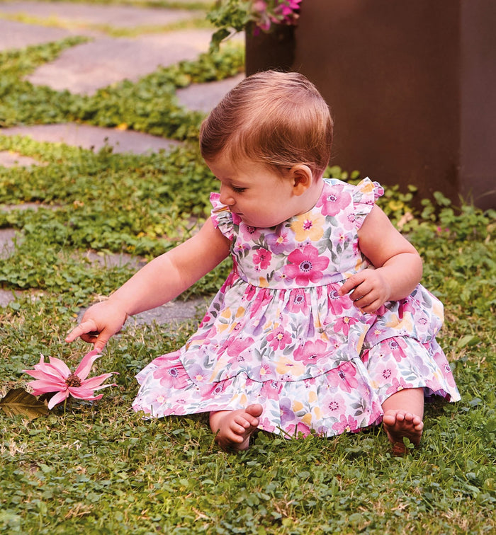 abito bimba floreale multicolor elegante con ruches estivo
