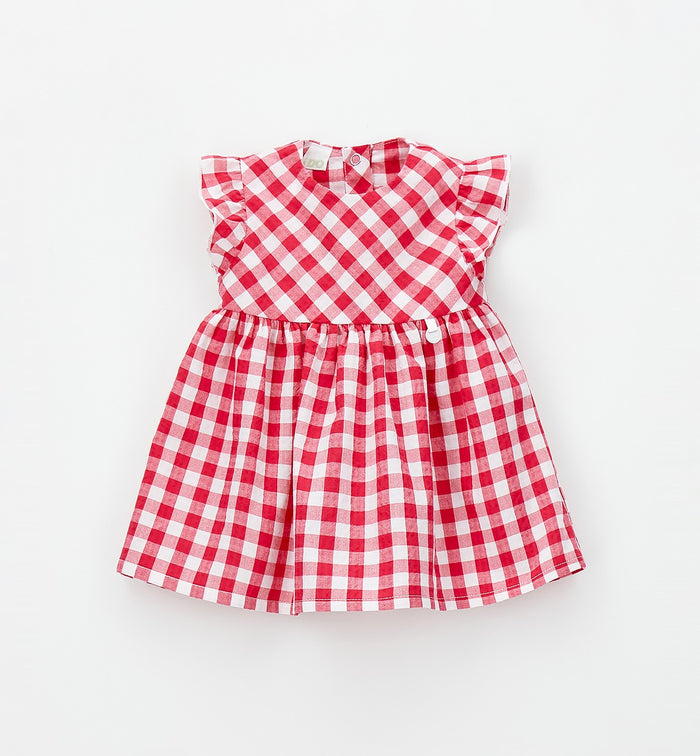 abito bimba quadretti rossi elegante estivo con ruches