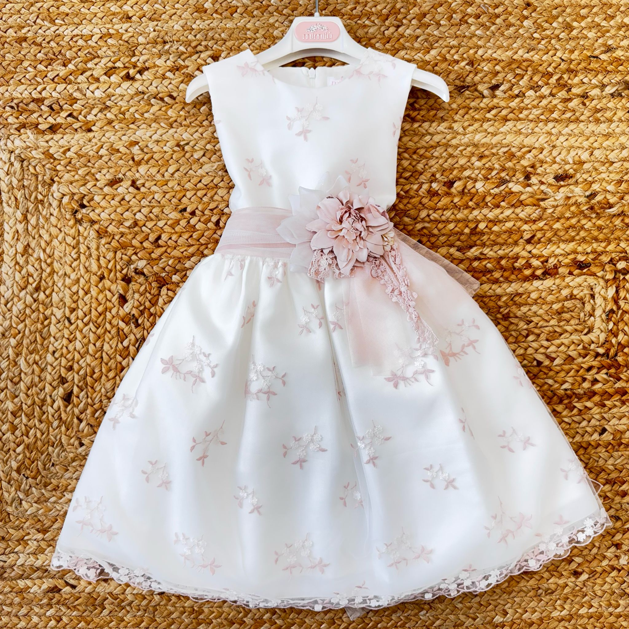 ABITO DA CERIMONIA BAMBINA AVORIO E ROSA CIPRIA – PERFETTO PER BATTESI