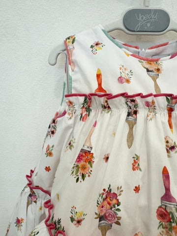 Abito penneli e fiori Con Coulotte