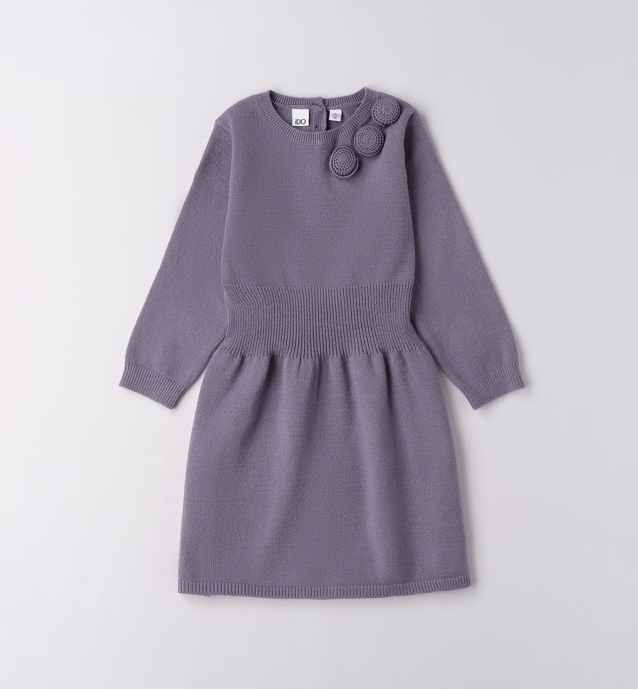 Abito bambina lavanda in maglia con applicazioni1