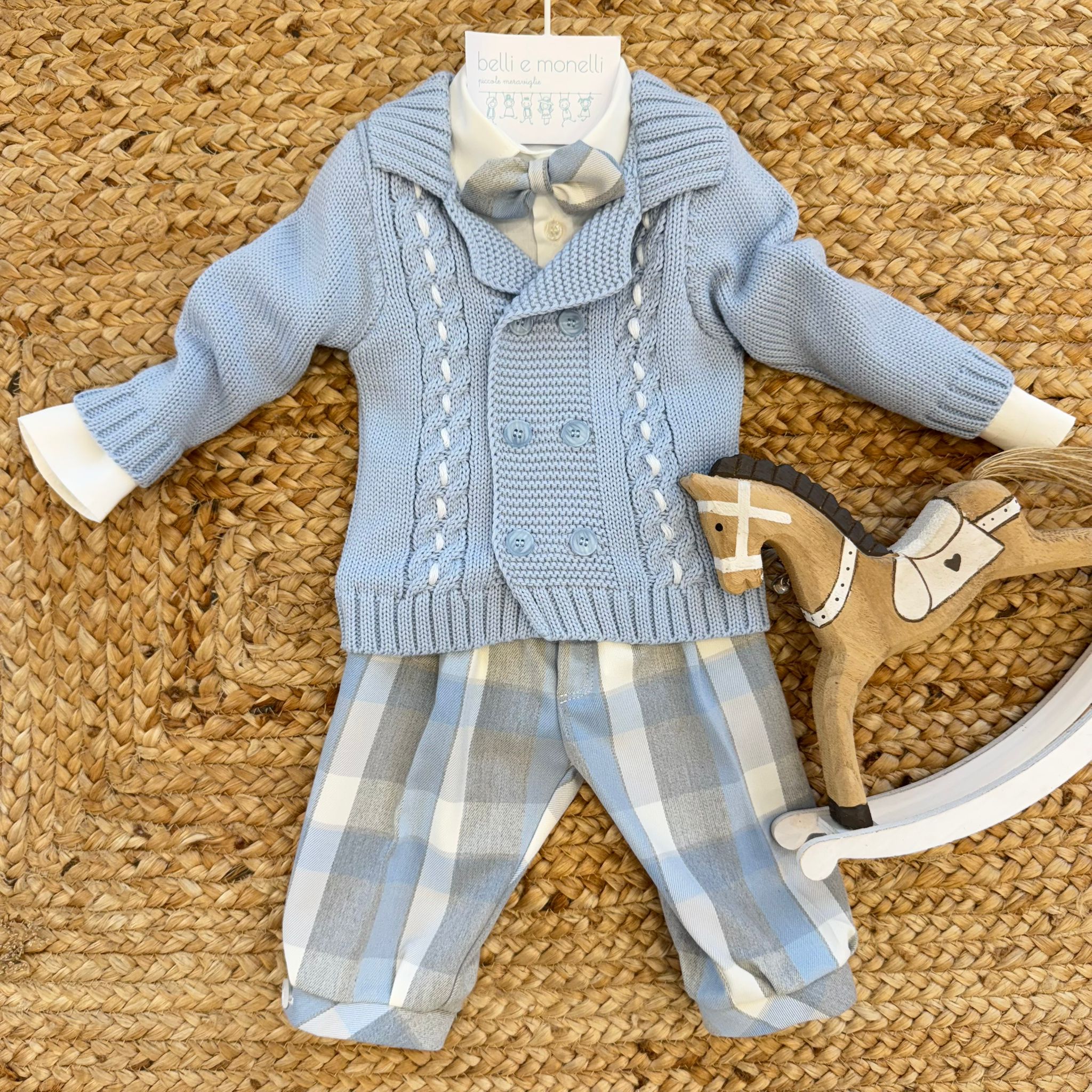 Abito battesimo bimbo con papillon e quadri