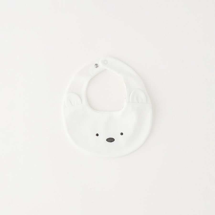 Bavaglino neonato con orsetto bianco