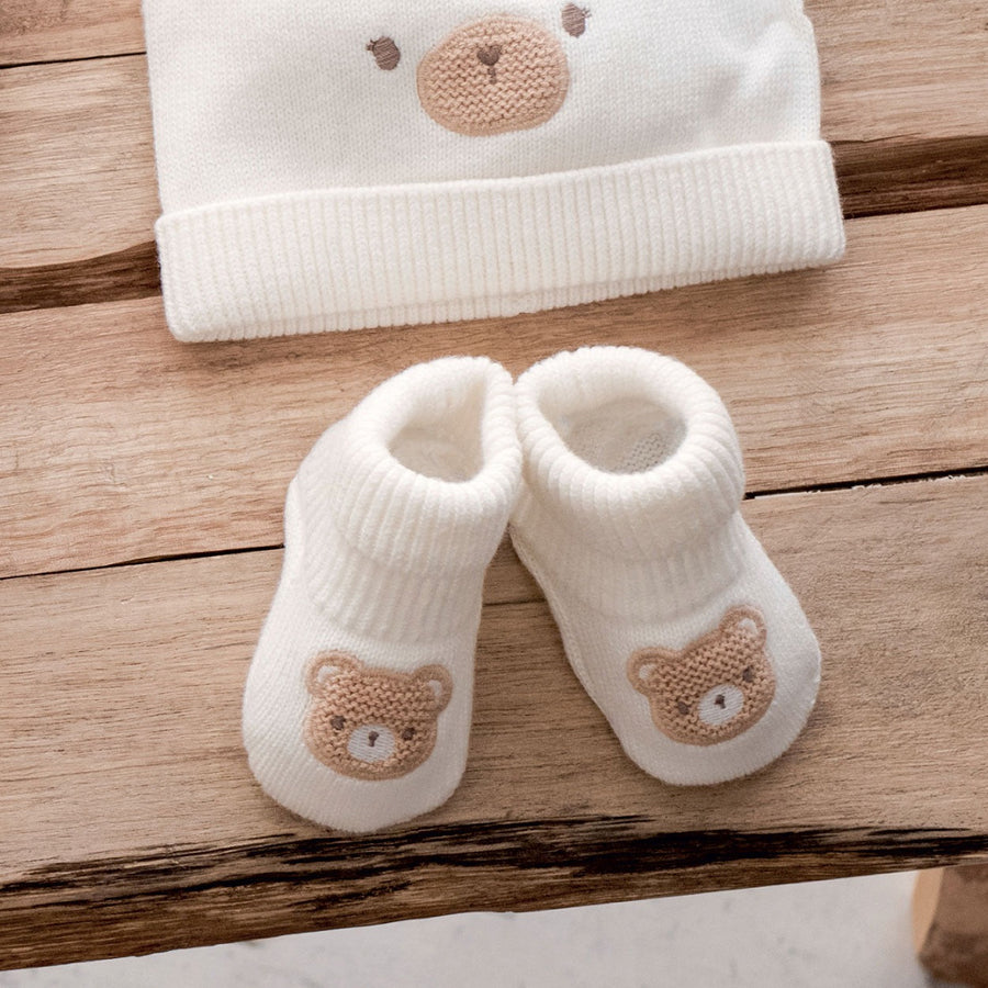 Calzine neonato unisex in caldo cotone con orsetto
