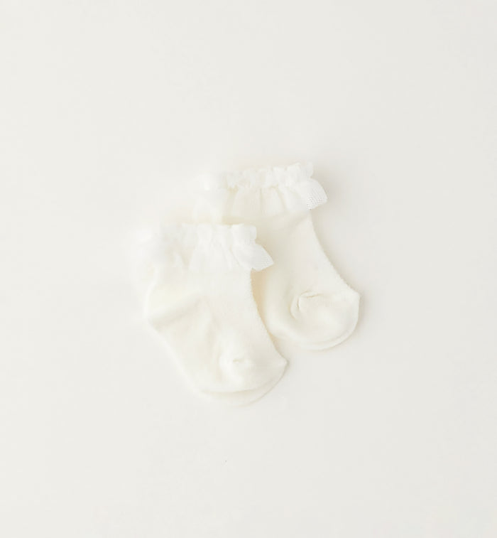 calzini neonata bianco latte con balza