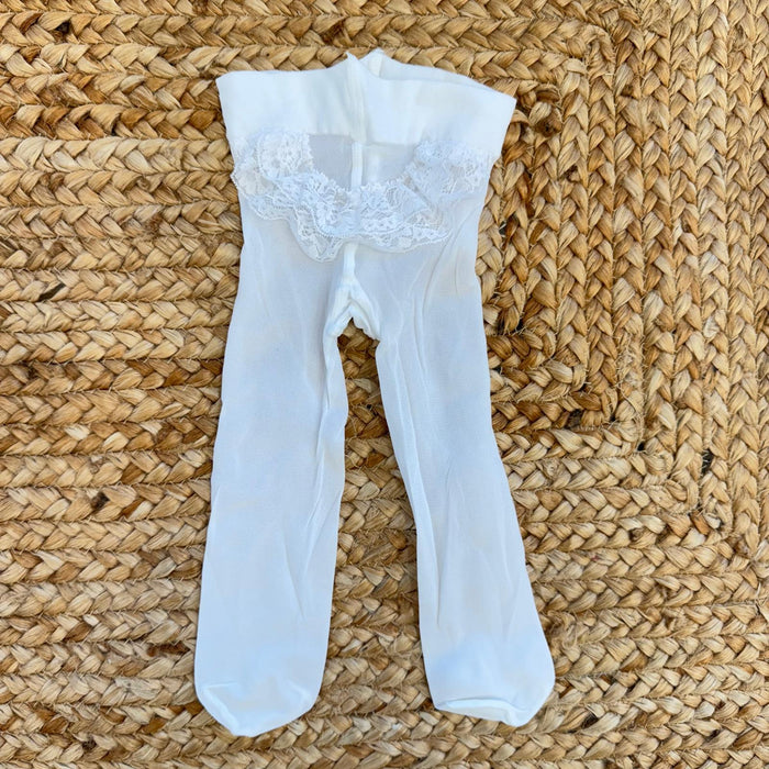 collant battesimo bimba bianco latte con pizzo