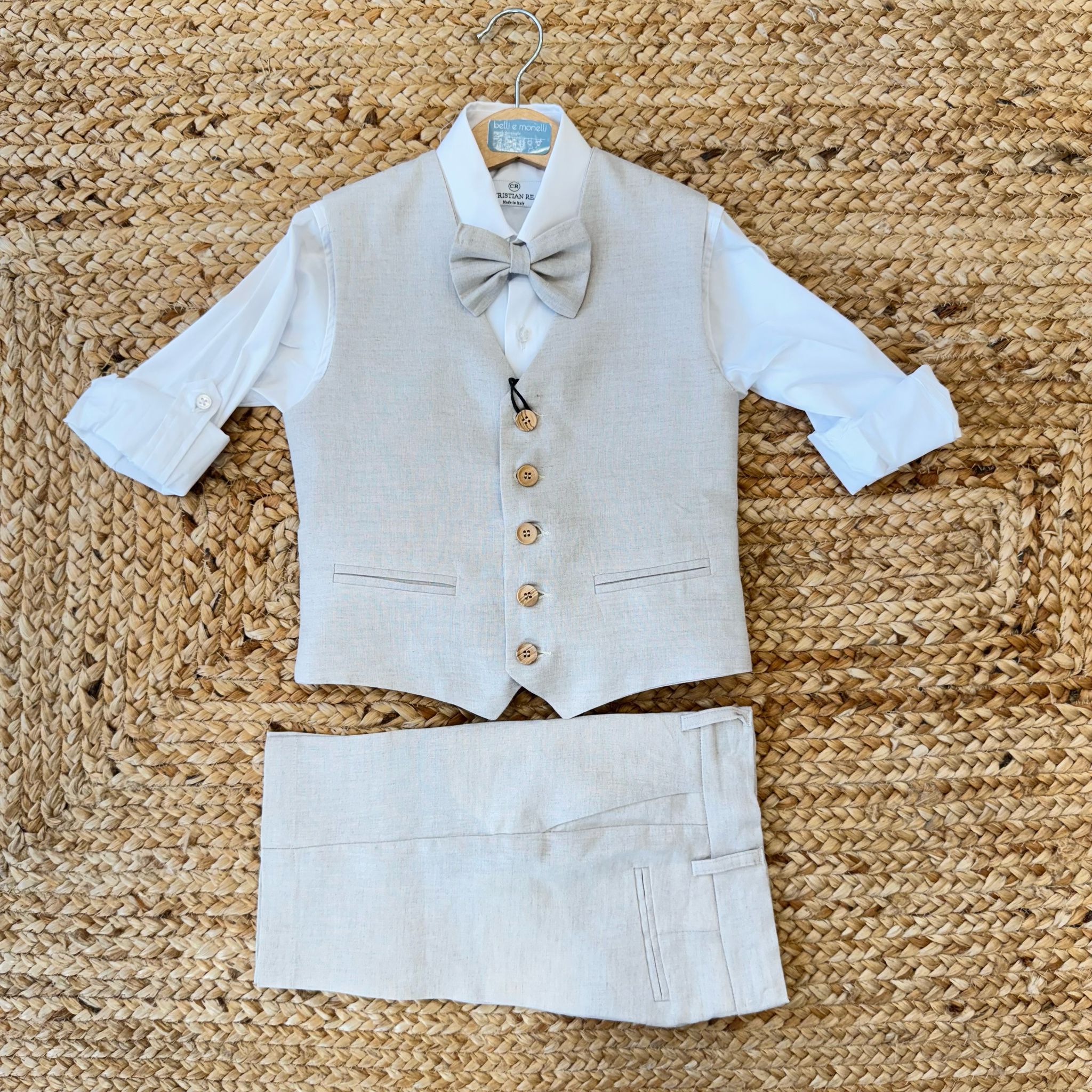 Lino Completo Neonato Elegante Completo Bambino Elegante Battesimo