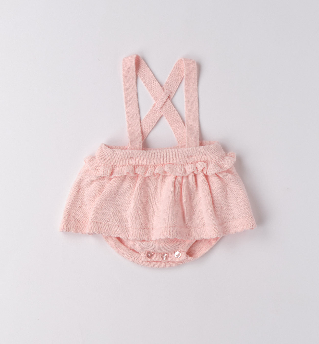 completo 3 pezzi neonata rosa cotone e lana gonna bretelle