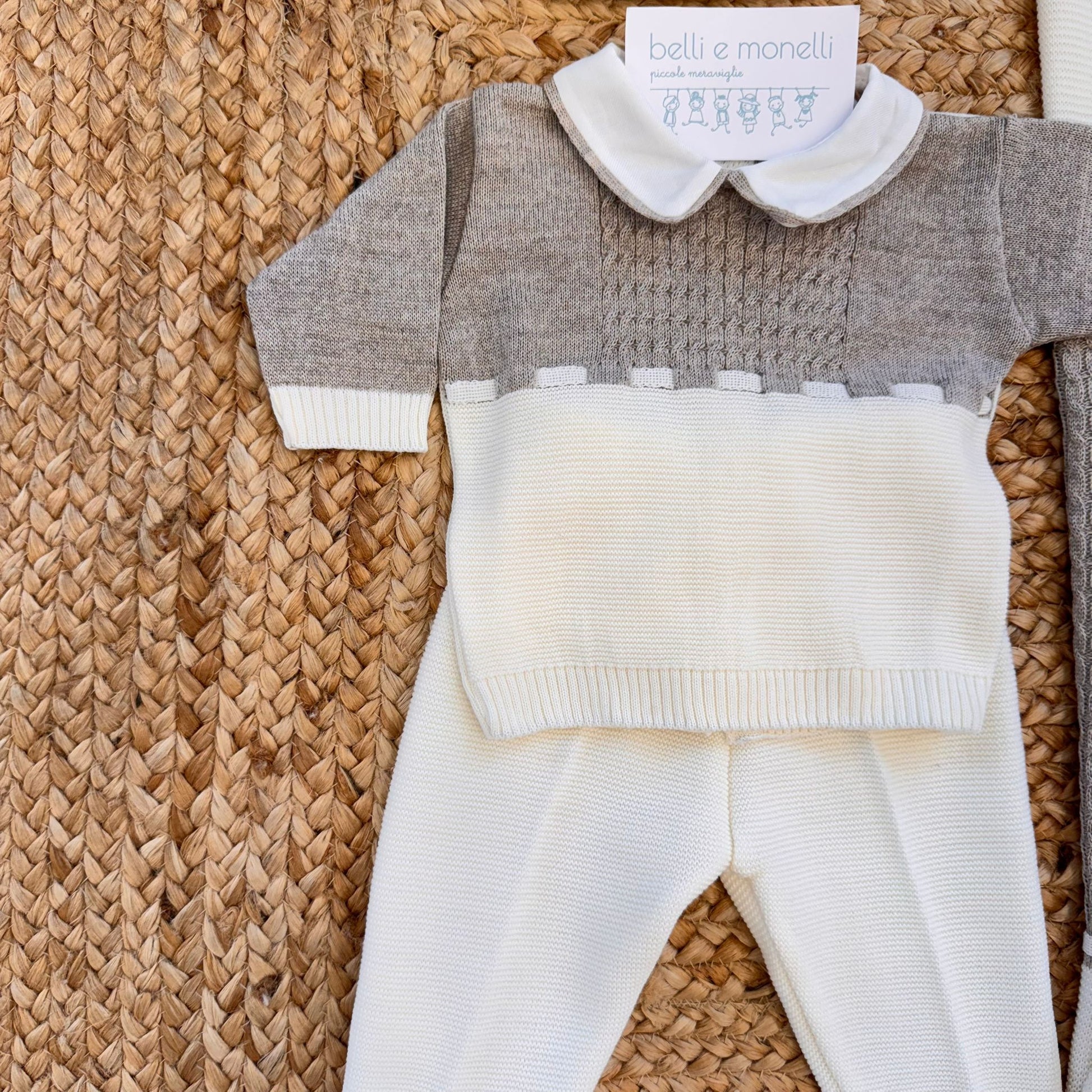 coordinato neonato grigio e panna