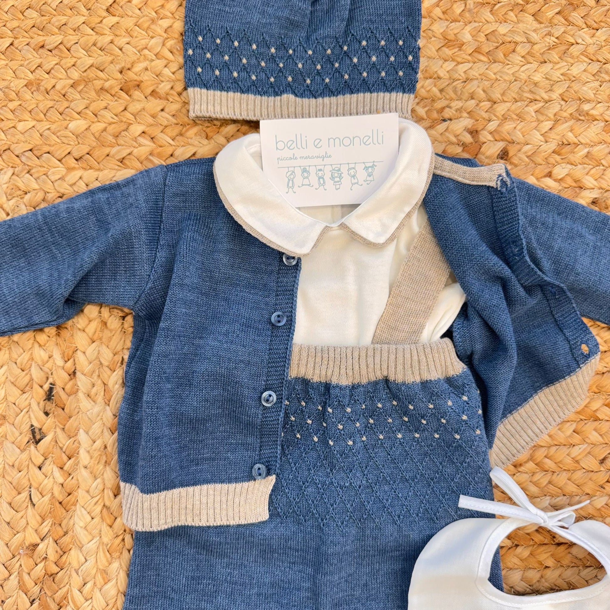 coordinato neonato misto lana con cappellino e maglia