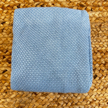 Copertina neonato azzurra in bambù naturale, termoregolatrice e anti UV