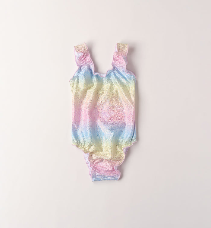 costume intero bimba multicolor effetto sfumato con volant