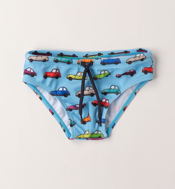 costume slip bimbo azzurro fantasia macchinine colorate