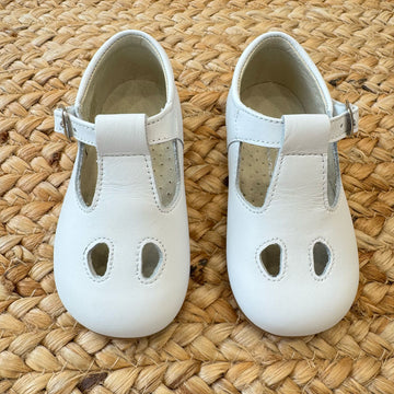 SCARPINE BATTESIMO BIMBO –IN PELLE BIANCA TRAFORATA
