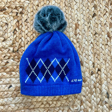 Cappellino blu bimbo con pon pon