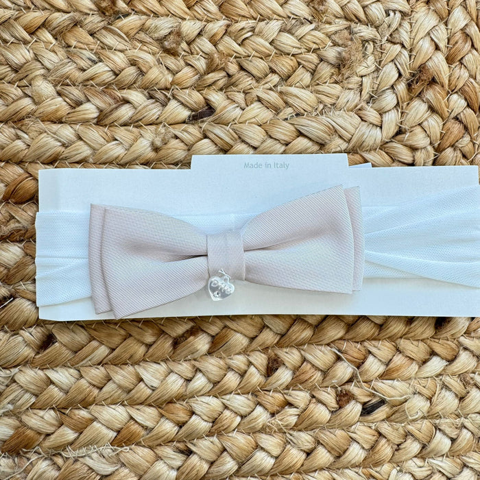 fascia battesimo bimba con fiocco rosa cipria elegante