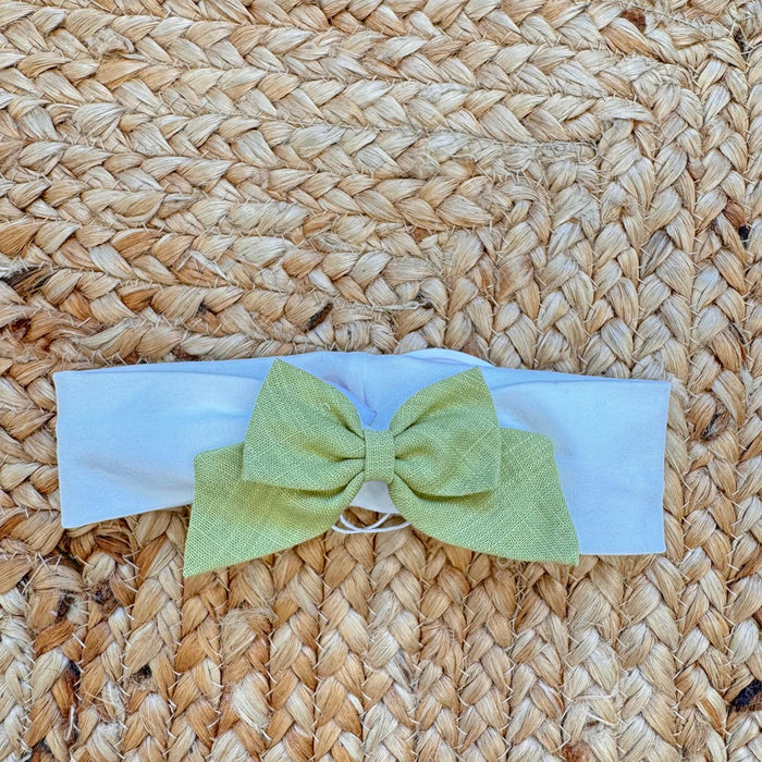 fascia capelli neonata con fiocco verde elegante