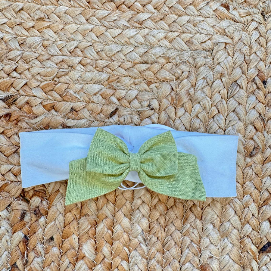 Fascia capelli neonata con fiocco verde