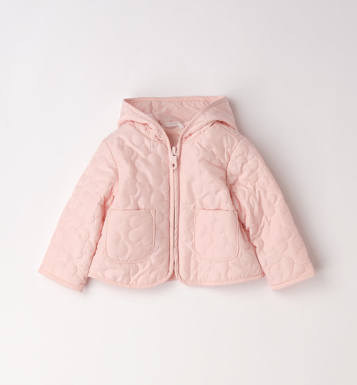 giubbotto neonata rosa trapuntato con cappuccio
