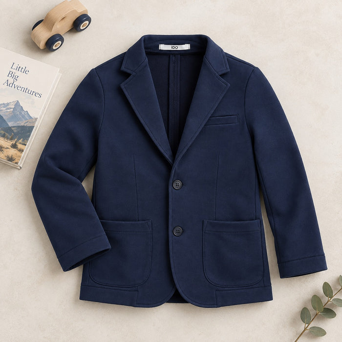 Giacca bimbo blu navy iDO in cotone elasticizzato vista frontale