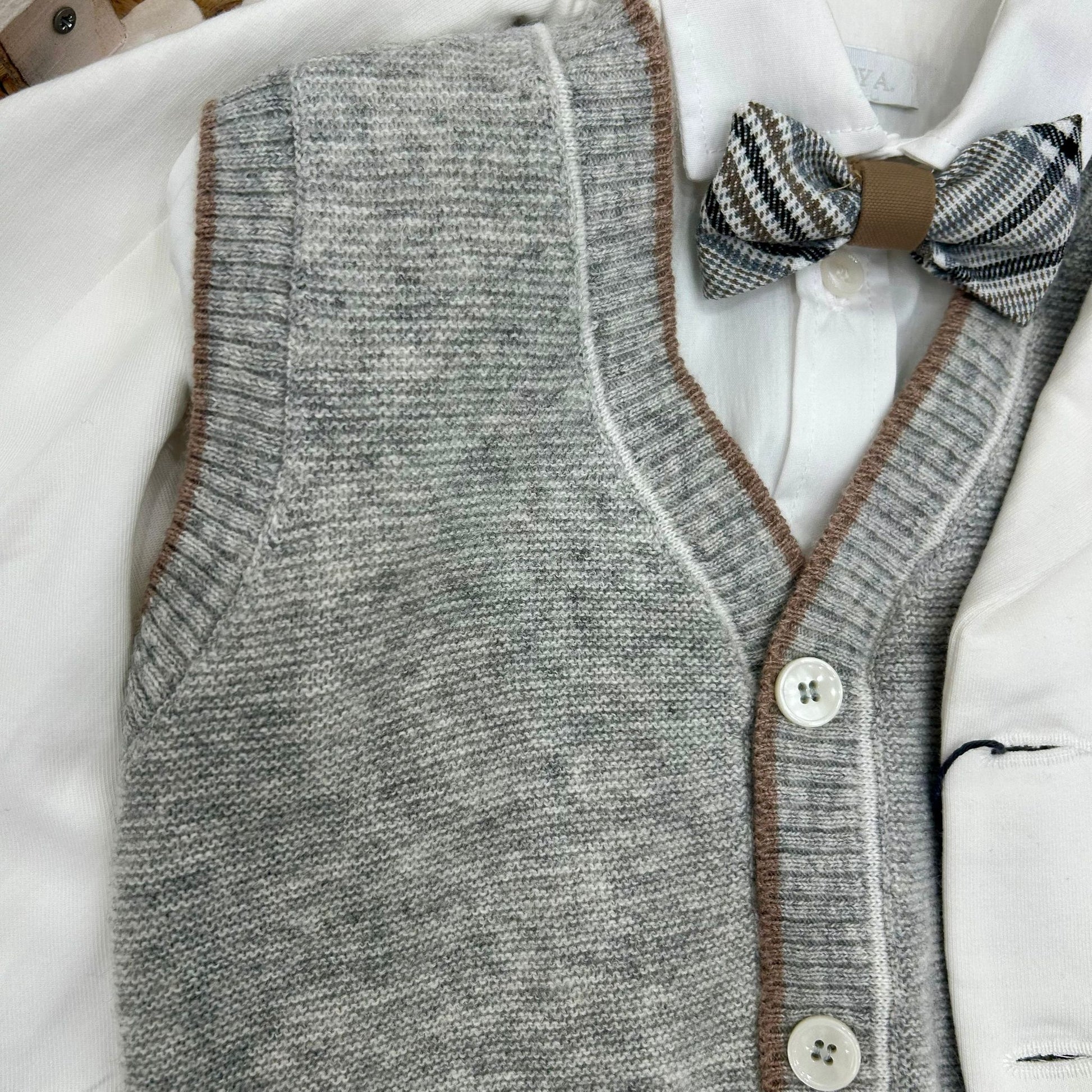 gilet grigio con profilo tortora completo elegante bimbo