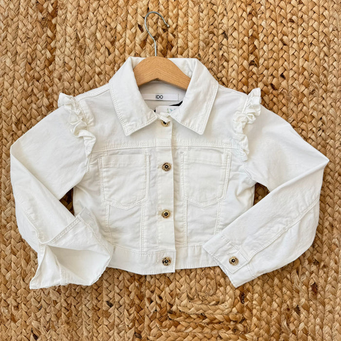 giubbotto bambina bianco elegante con strass retro
