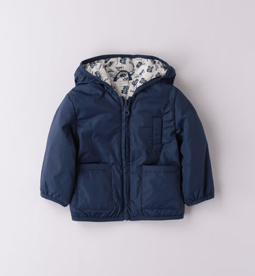 Giubbotto neonato blu con cappuccio e zip