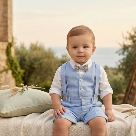 Completo elegante bimbo azzurro con gilet