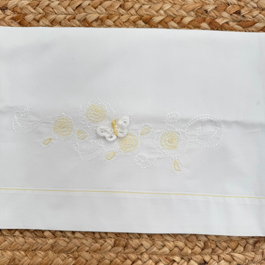 Lenzuola baby culla in cotone con ricamo farfallina