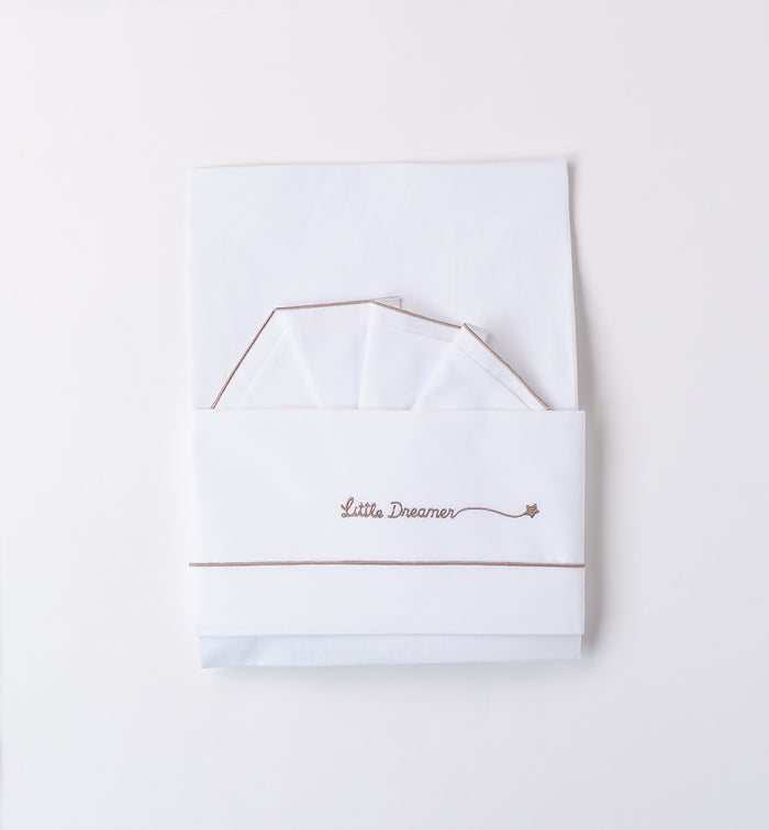 Lenzuolo da culla ricamato “Little Dreamer” azzurro