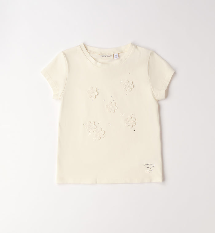 maglia-bimba-panna-cotone-fiori-applicati