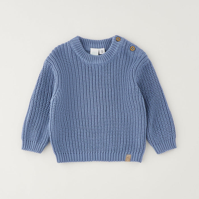 Maglioncino bimbo azzurro in 100% cotone con lavorazione a maglia testurizzata