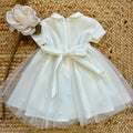 retro abito battesimo bambina con fiocco e zip invisibile