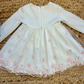 retro abito battesimo bambina panna con tulle ricamato