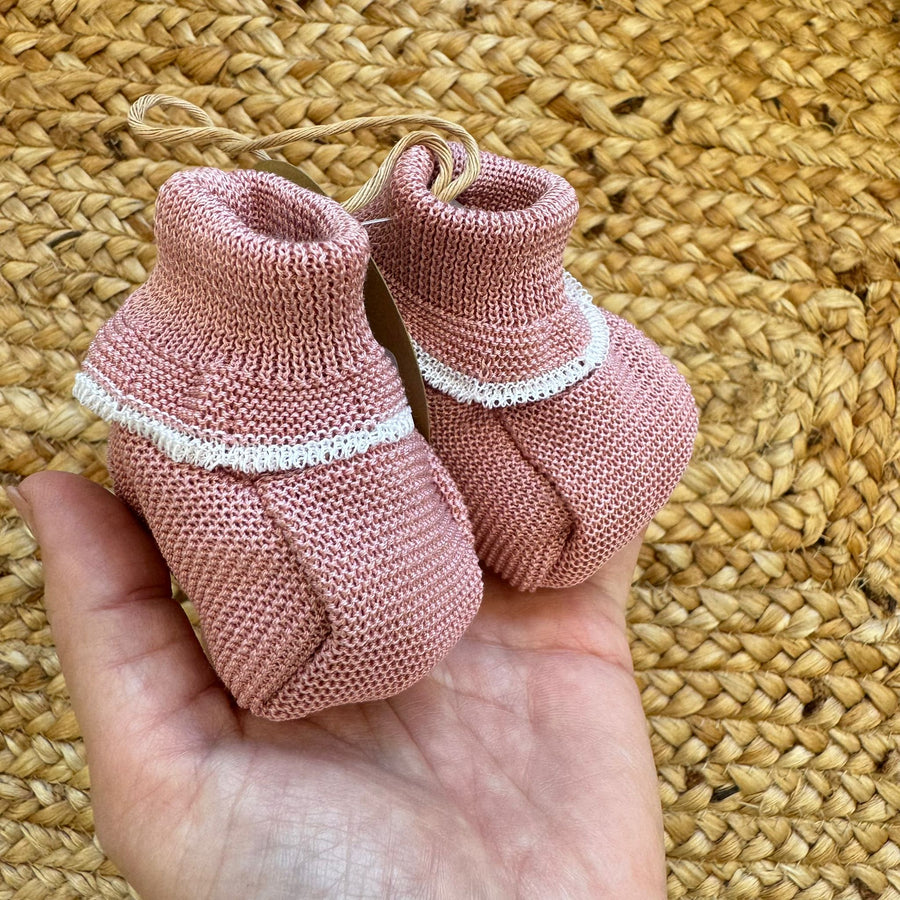 Scarpette neonata in 100% Cotone rosa con dettaglio bianco